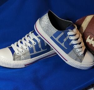 NewYork Giants  Blue and Silver Sparkling Anhletic Shoes  7 Women's.